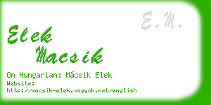 elek macsik business card